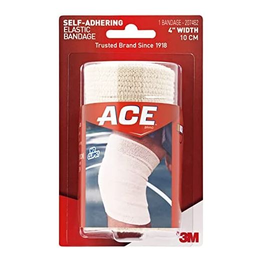 ACE 4 Inch Self-Adhering Elastic Bandage, No Clips, Beige, Great for Leg, Shoulder And More, 1 Count