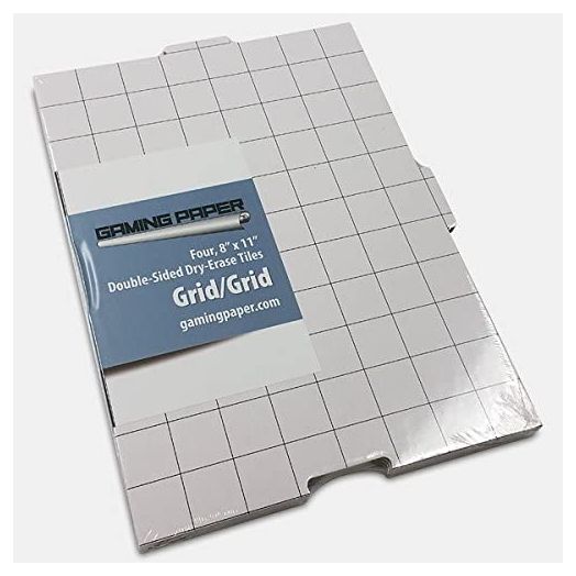 Gaming Paper Wet/Dry Erase Tiles 1" Grid (4 Pack)