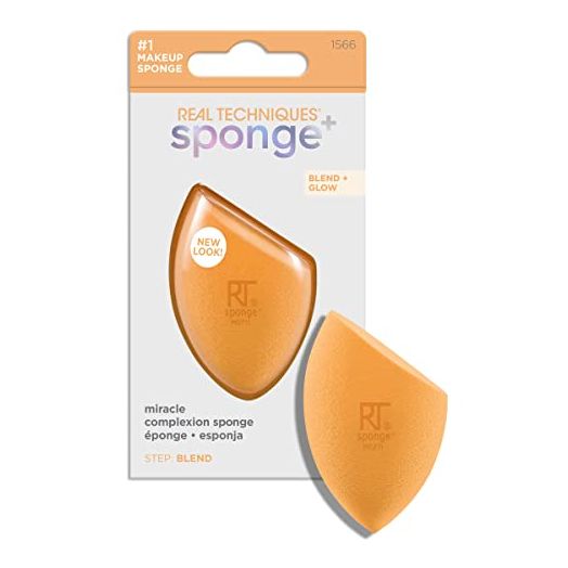 Real Techniques Miracle Complexion Sponge, Beauty Sponge For Makeup Blending & Foundation Application, Streak Free Full Coverage Finish, 1 Count