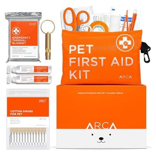 Dog First Aid Kit - Pet Emergency Kit Dog Travel kit for - Water Resistant High Visibility Reflective First Aid Pouch Dog Camping Essentials for Pets for Hiking, Backpacking, Sports, Hunting