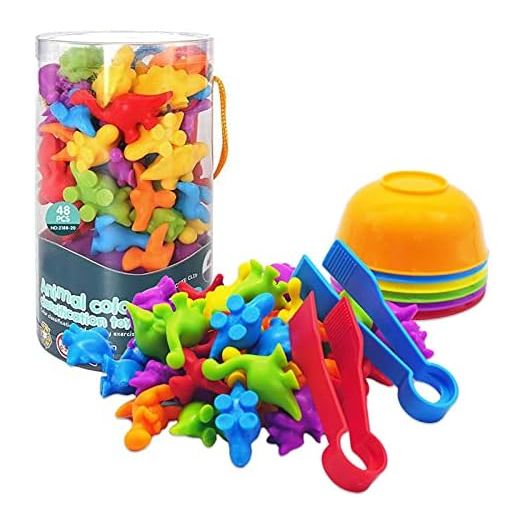Counting Dinosaurs Toy Matching Sorting Game, Color Classification and Sensory Training Educational Learning Toys Set Gift for Toddlers