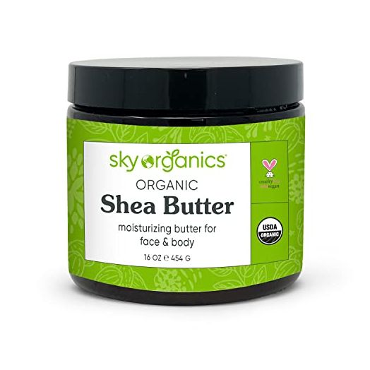 Sky Organics Organic Shea Butter for Body & Face USDA Certified Organic , 100% Raw & Unrefined to Soften, Smooth & Boost Radiance, 16 Oz.