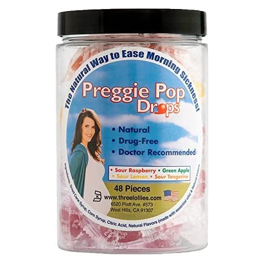 Preggie Pop Drops Morning Sickness - Nausea Relief for Pregnant Women. Assorted Preggie Pops for Morning Sickness Relief. Yummy Candy Drops for Pregnancy Nausea Relief. 48 Count
