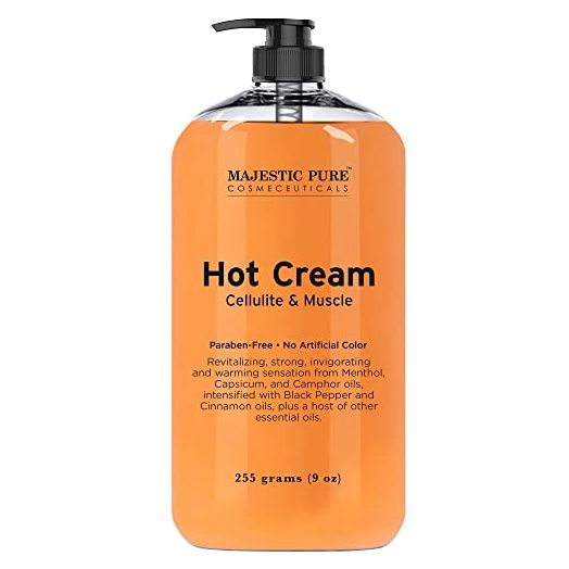 Majestic Pure Cellulite Cream, Hot Cream 87% Organic, Tight Muscles & Joint and Muscle Pain, Natural Cellulite Treatment - Soothes, Relaxes, and Tightens Skin - 9 Oz