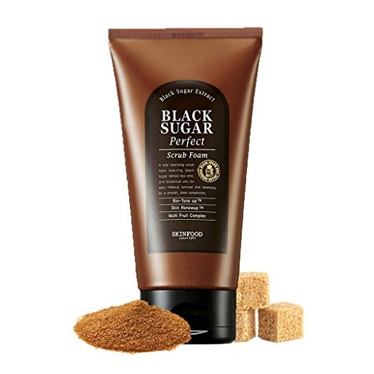 SKINFOOD Black Sugar Perfect Scrub Foam 180g - Detoxifying Pore Scrubs & Exfoliator Soft & Rich Bubble Facial Foam Cleanser, Removes Dead Skin Cells - Exfoliating Skincare for Men & Women (6.35 oz)