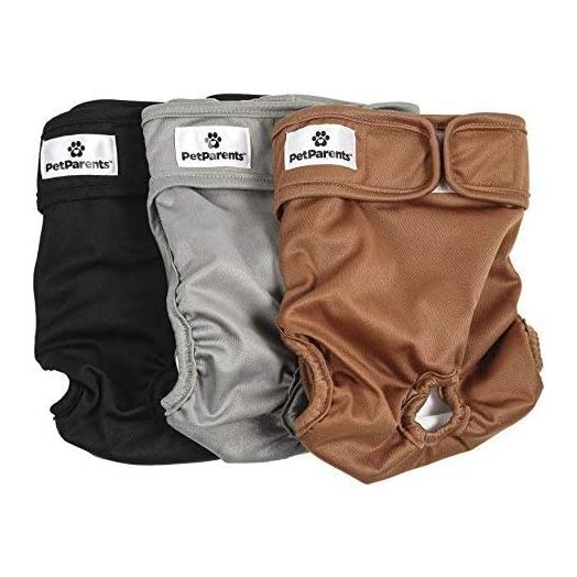 Pet Parents Premium Washable Dog Diapers (3pack) of Doggie Diapers (Large, Natural)