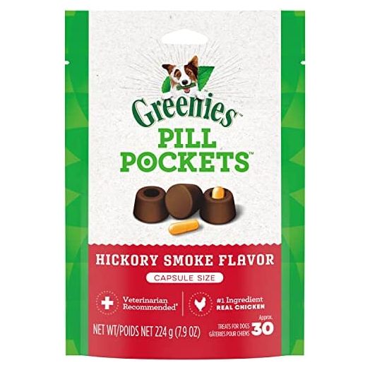 GREENIES Pill Pockets Natural Dog Treats, Capsule Size, Hickory Smoke Flavor