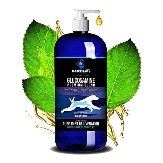 Best Paw Nutrition - Unflavored Liquid Glucosamine for Dogs & Cats - Chondroitin, MSM, Hyaluronic Acid - Dog Arthritis Home Remedy - Joint Supplement for Hip & Joint Pain Relief Pets Love - 32oz