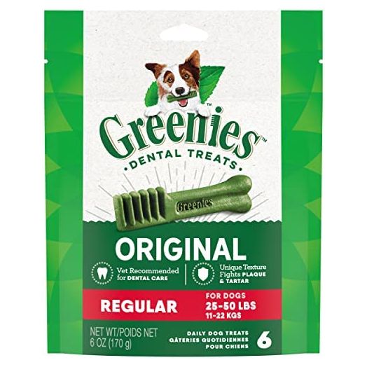 Greenies Original Regular Natural Dental Dog Treats (25-50lb. Dogs)