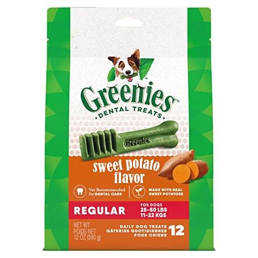 Greenies Regular Natural Dog Dental Treats, Sweet Potato Flavor, 12 oz. Pack (12 Treats)
