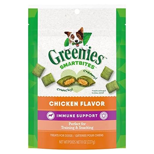 Greenies Smartbites Immune Support Crunchy & Soft Dog Treats, Chicken Flavor, 8 oz. Pack
