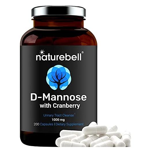 Double Strength D-Mannose with Cranberry Pills, 1000mg Per Serving, 200 Capsules, 2 in 1 Formula, Flush Impurities, Supports Urinary Tract Cleanse in Women and Prostate Health in Men