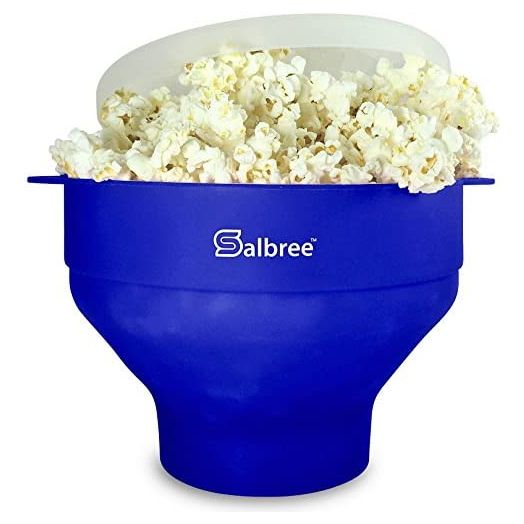 Original Salbree Microwave Popcorn Popper, Silicone Popcorn Maker, Collapsible Bowl, The Most Colors Available (Blue)