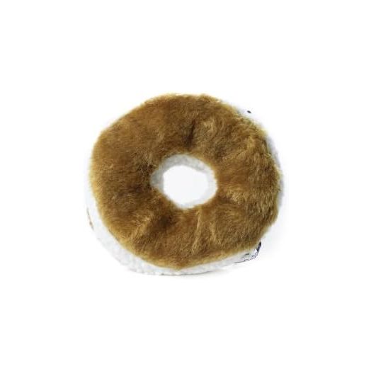 Chewish Treat 6-Inch Diameter Bagel Cream Cheese Squeaker Plush Dog Toy, Large