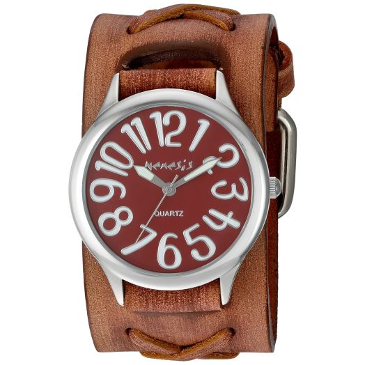 Nemesis Women's 'Always Summer Series' Quartz Stainless Steel and Leather Watch, Color:Brown (Model: BSFX108R)