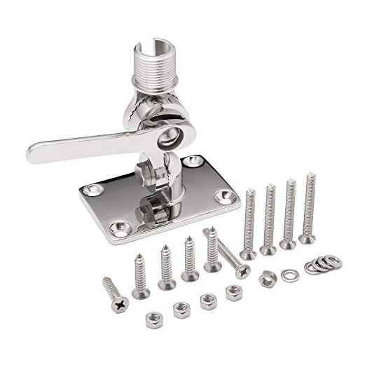 Calissa Offshore Tackle Marine VHF Antenna Mount – Adjustable Base Mounts Ratchet Boat for Boats – Made with 316 Stainless Steel Mounts