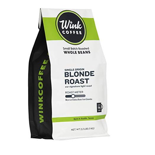 Wink Blonde Roast Whole Bean Coffee, Large 2.2 Pound Bag, 100% Arabica Coffee Beans, Single Origin Colombian, Smooth, Light, and Complex