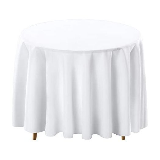 Surmente Tablecloth 120 Inch Round Polyester Table Cloth for Weddings, Banquets, or Restaurants (White) …