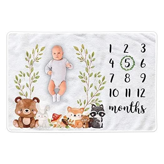 Paishanas Baby Monthly Milestone Blanket | Boy | Girl | Super Soft Premium Fleece | Monthly Blanket | Photo Props for Newborn | Photography Backdrop 60" x 40" | Gender Neutral