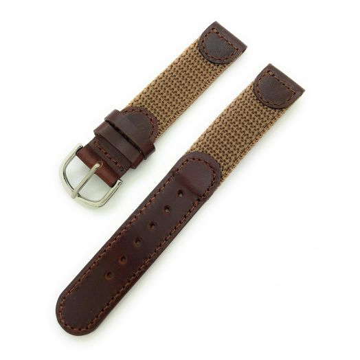 16mm Canvas Nylon Leather Watch Band Swiss Army Style (brown)