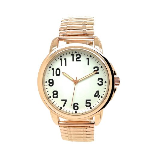 Super Large Number 43mm Case Stretch Elastic Band Fashion Quartz Watch (rose)