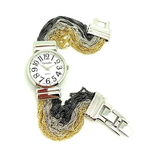 Ladies Metal Chain Link Bracelet Fashion Watch Easy Read Numbers Varsales