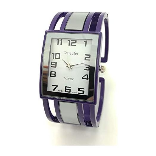 Ladies Elegant Rectangle Metal Bangle Cuff Fashion Watch White Dial Varsales