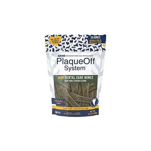 ProDen PlaqueOff Mini Dental Care Bones - Small & Toy Size Dog Plaque and Tartar Remover - Natural Canine Oral Health Care - Effective Dog Bad Breath Freshener - Vegetable Fusion Flavor - 12 oz