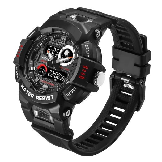 KXAITO Men's Watches Sports Outdoor Waterproof Military Watch Date Multi Function Tactics LED Face Alarm Stopwatch for Men (8063_Black)