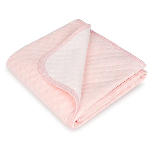 Organic Cotton Baby Blanket Warm, Breathable and Super Soft Quilted Toddler Blanket for Boys and Girls - Thermal Crib Blanket Thick and Light Weight 39''x47'' Large - Pink