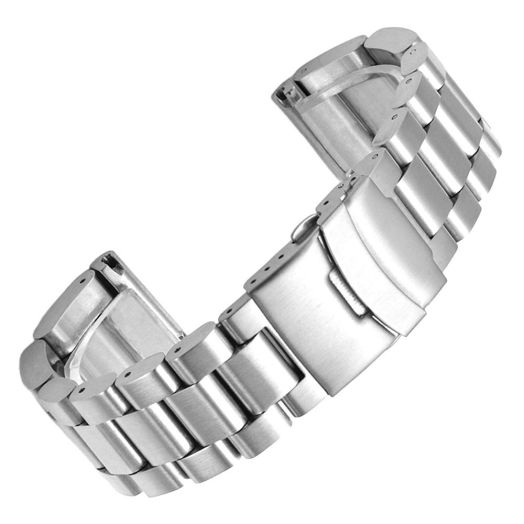 Juntan 24mm Engineer Stainless Steel Watch Band with Deployment Diver Clasp Super Thick and Heavy Brushed Silver Metal Strap Bracelet