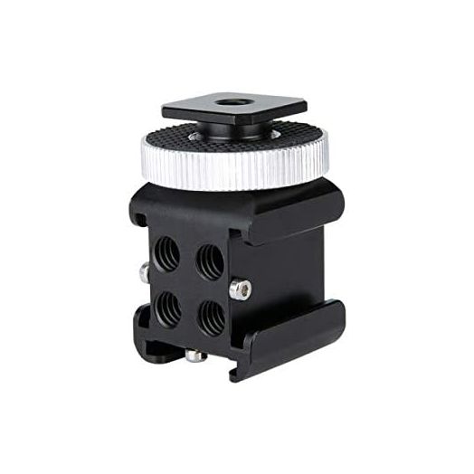 NICEYRIG 3-Side Cold Shoe Mount, 360 Degree Swivel Anti-Off Triple Shoe Adapters for Microphone, Flash Light, Monitor Mount Camera Phone Vlog Vlogging - 328