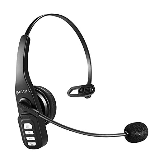 Trucker Bluetooth Headset, V5.0 Noise Cancelling Wireless Headset with Microphone, On Ear Hands-Free Bluetooth Headphone for iPhone Samsung Cell Phone Call Center Home Office Skype