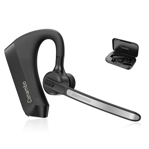 Conambo K21 Bluetooth Headset V5.1, Bluetooth Earpiece with CVC 8.0 Dual Mic Noise Cancelling Wireless Headset 16Hrs Talking Time Handsfree Headset for iOS Android Cell Phone, Trucker, Office Work