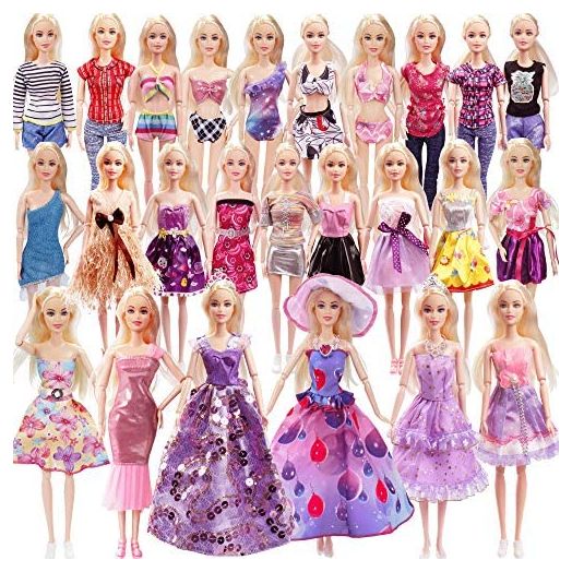 36 Pack Doll Clothes and Accessories - 1 Princess Dress 5 Fashion Dress Cloth 3 Top and Pants 3 Bikini Swimsuits 10 Shoes 14 Other Doll Accessories Size Suit for 11.5 Inch Dolls