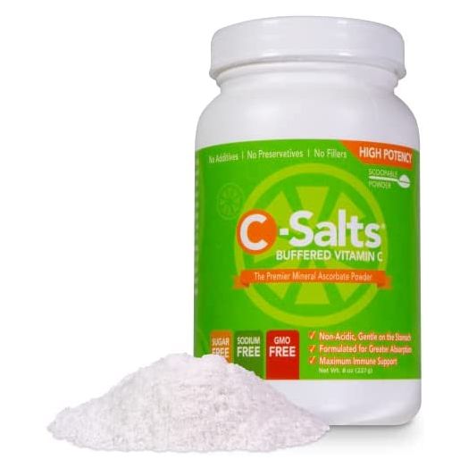 C-Salts Buffered Vitamin C Powder 4000mg - High Dose Vitamin Supplements, VIT C Energy Supplements, Bulk Supplements, Vitamin C for Sensitive Stomachs, Immunity Vitamins, Sick Care Package (8oz)