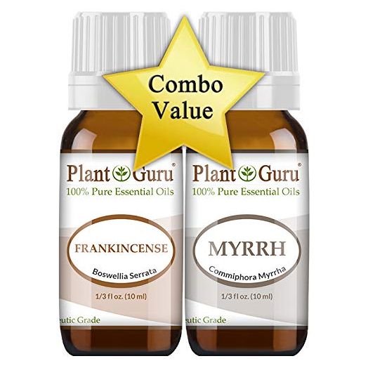 Plant Guru Frankincense and Myrrh Essential Oil 10 ml. 100% Pure Undiluted Therapeutic Grade. " " 1 of Each (Value Pack)