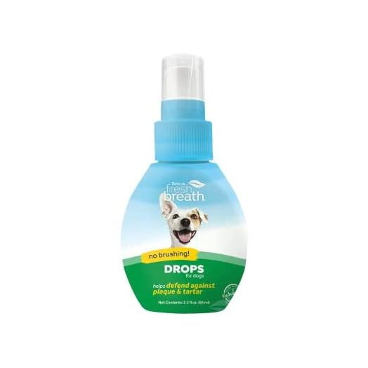 TropiClean Fresh Breath Oral Care Drops Breath Freshener for Dogs & Cats with Bad Breath, Made with Natural Ingredients, 2 Ounce