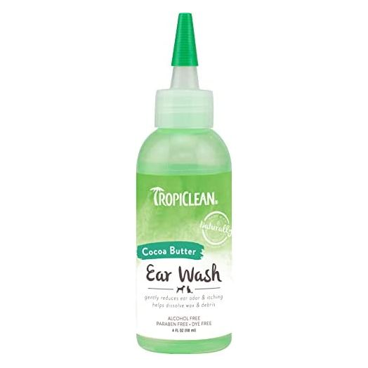 TropiClean Alcohol Free Ear Wash for Pets, 4oz - Alcohol Free - Made in USA - Dog Ear Cleaner Solution - Dog Ear Wash - Pet Otic Drops - Soothes Itching & Infection - Vet Recommended