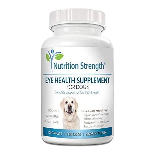 Nutrition Strength Eye Health Supplement for Dogs with Lutein, Bilberry Fruit, Grape Seed & Green Tea Extract, Multivitamin Support for Dog Eye Allergies & Irritation Problems, 120 Chewable Tablets