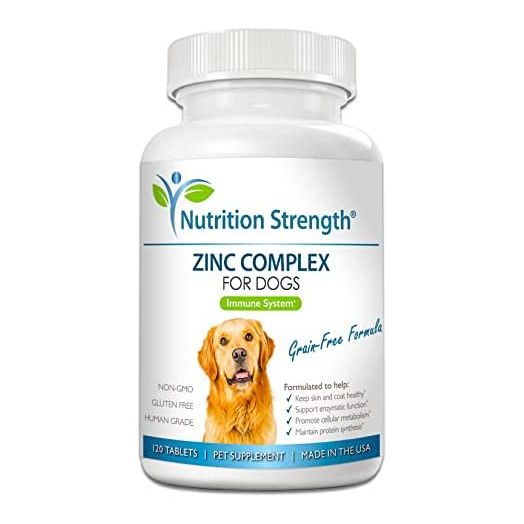 Nutrition Strength Zinc for Dogs to Support Healthy Skin & Coat, Promote Normal Growth, Balanced Immune Function & Cellular Metabolism, with Biotin, Folate, Selenium & Vitamin E, 120 Chewable Tablets
