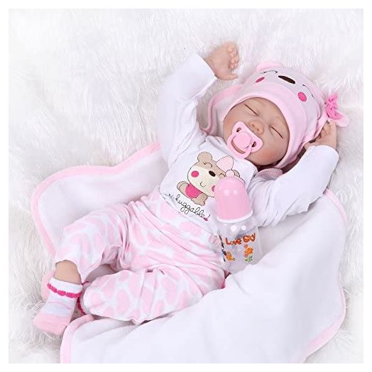 Reborn Baby Dolls 22" Cute Realistic Soft Silicone Sleeping Baby Dolls Real Newborn Baby Doll Girl with Closed Eyes