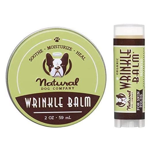 Natural Dog Company Wrinkle Balm Bundle, Includes 2oz Tin + 0.15oz Stick, Cleans and Protects Dog Wrinkles and Skin Folds, Perfect for Bulldogs, All Natural, Organic Ingredients, Packaging May Vary