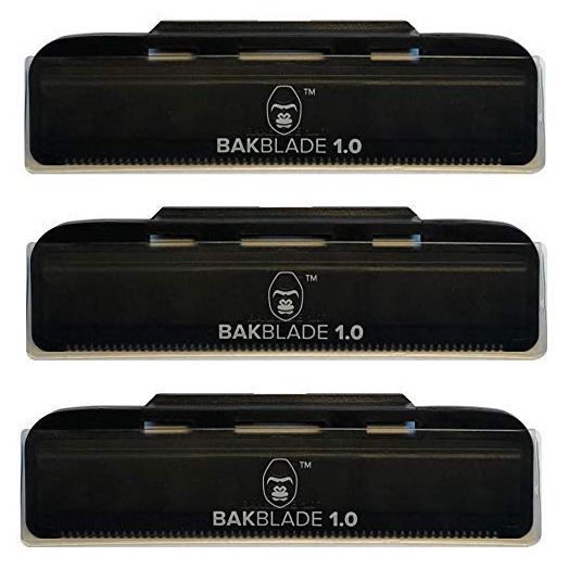 baKblade 1.0 Back Hair and Body Shaver Refill Replacement Cartridges. 4 Inch Extra-Wide Wet or Dry Disposable Razor Blades (3 Razors Included)