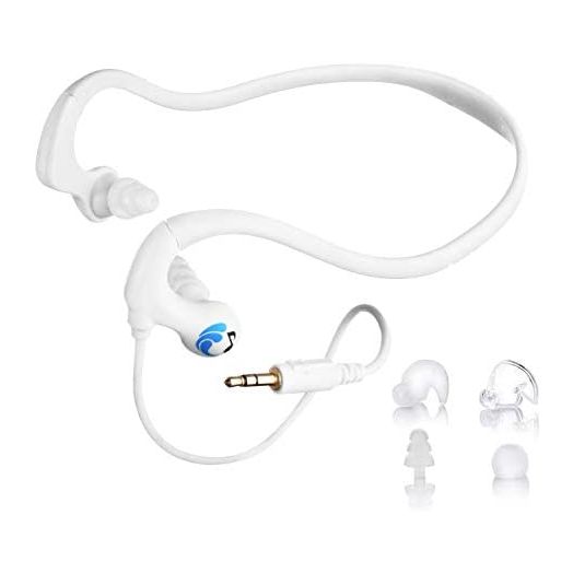 HydroActive Premium Short-Cord Waterproof Headphones (Wired 3.5 mm Jack) with 11 Earbuds in 4 Styles (Separate Music Player Purchase Required)