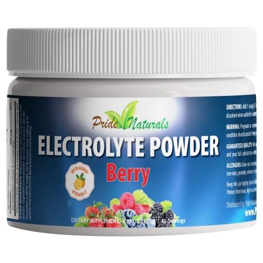 Pride Naturals Electrolyte Powder, No Sugar Hydration Drink for Energy and Immune Support, Sugar Free Keto Electrolytes Powder with Vitamin C, Calcium, Potassium, Zinc (198g, Berry)