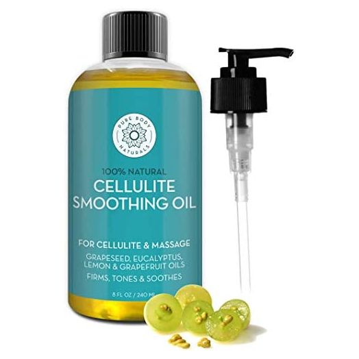 Pure Body Naturals Cellulite Massage Oil, 8 fl oz | 100% Natural Cellulite Oil for Thighs and Butt | Chemical Free Cellulite Oil Massage Treatment for Firming Stomach, Legs, and Arms