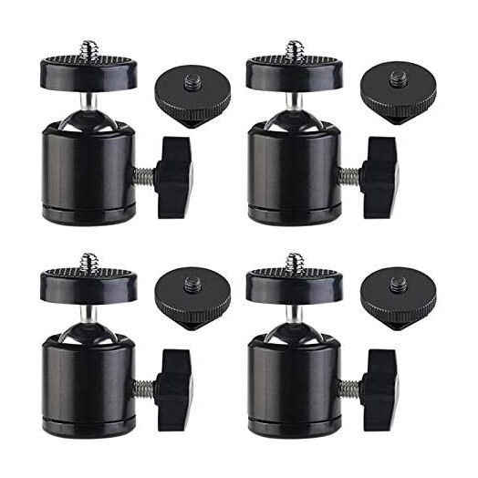SLOW DOLPHIN Hot Shoe Mount Adapter 360 Degree Swivel Mini Ball Head 1/4 Tripod Screw Head for Cameras, Camcorders, Smart Phone, LED Video Light, Microphone(4 Packs)