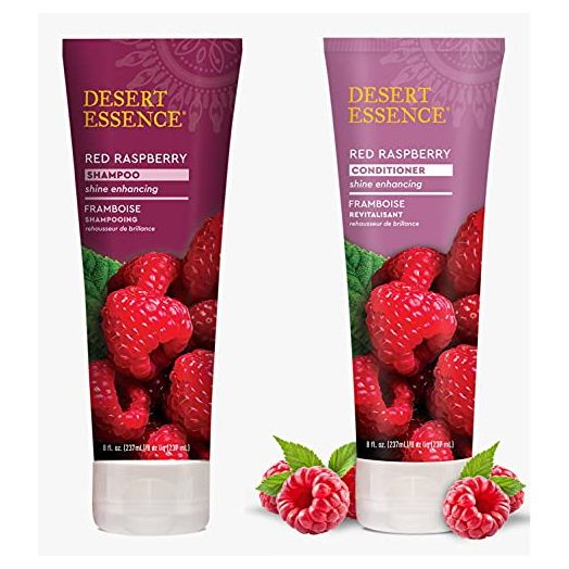 Desert Essence Red Raspberry Shampoo and Conditioner Bundle With Aloe Leaf Juice, Jojoba, Vitamin B-5 and Shea Butter, 8 fl. oz. and 8 fl. oz. Each