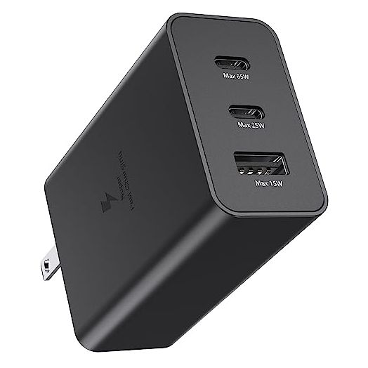 Samsung 65W 3-Port Super Fast Charging Wall Charger, GaN Trio Adapter for Samsung Galaxy S24 Ultra/S24/S24+/S23 Ultra/S23/S23+/S22/S22 Ultra/S22+/S21 Ultra/S20 Ultra/Note 20/Z Fold 3/ laptops